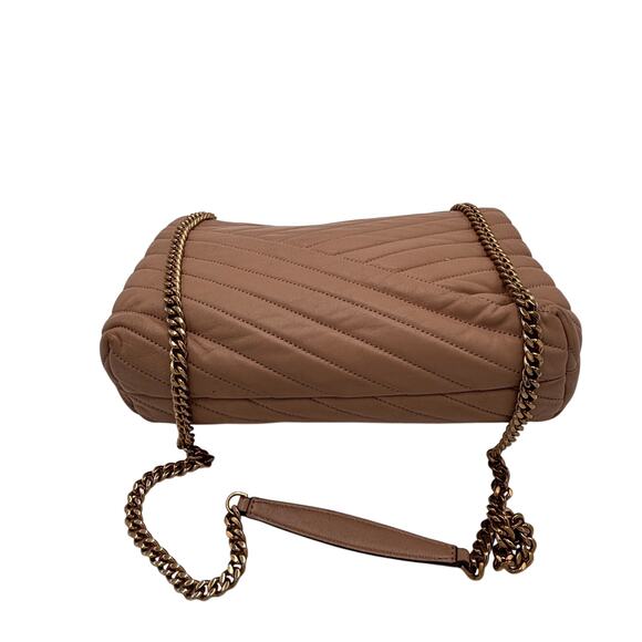 Tory Burch Beige Chevron Convertible Leather Kira Shoulder Bag - Picture 10 of 10